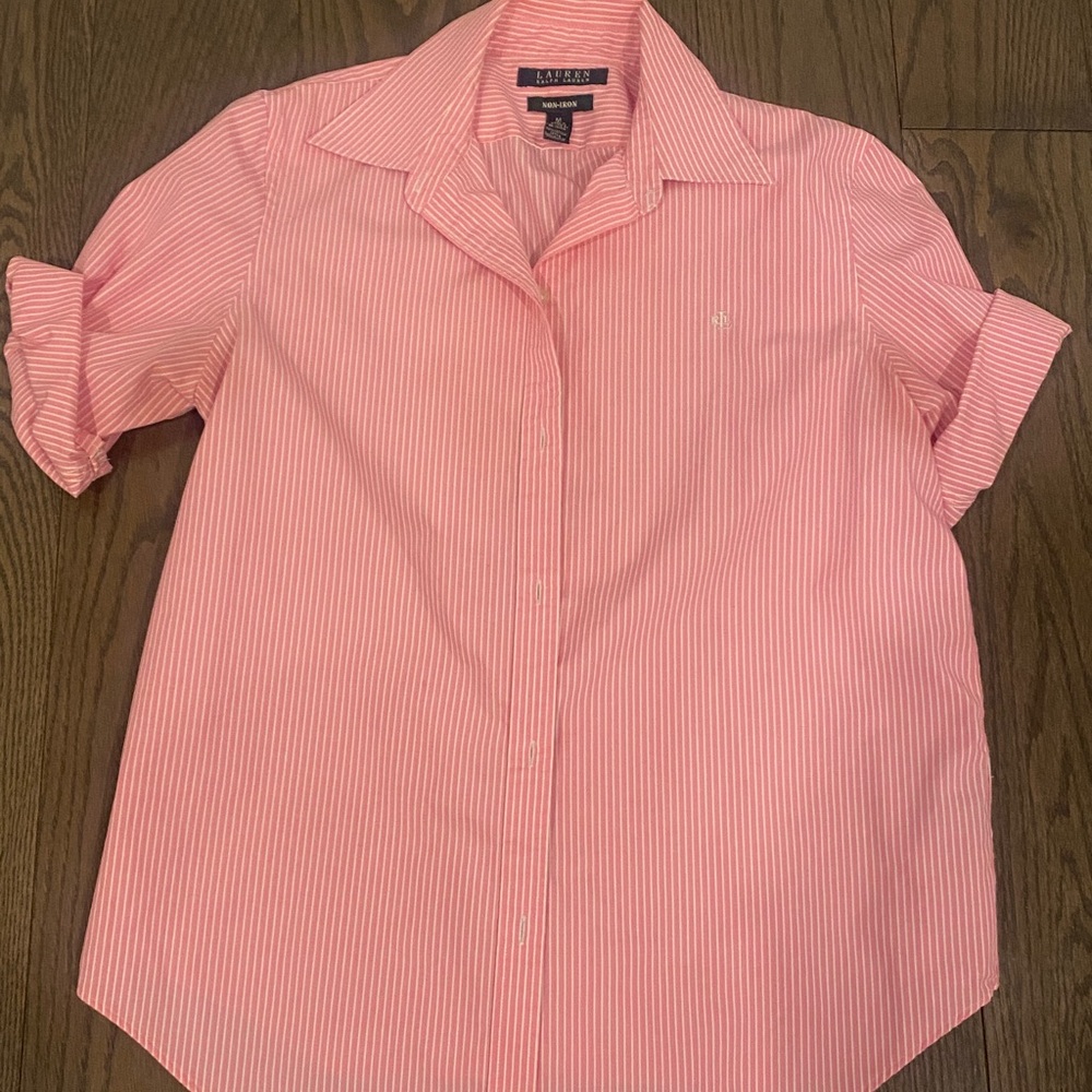 Ralph Lauren Pink and White Striped Shirt